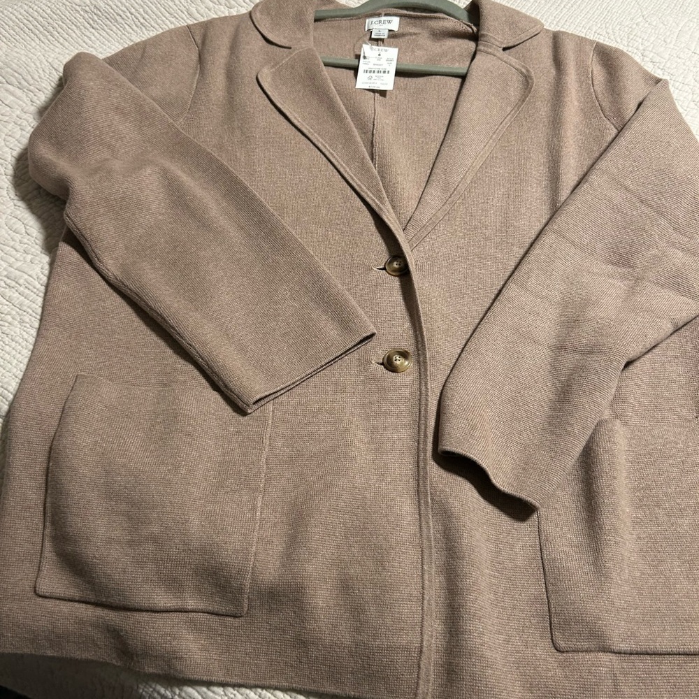 J Crew Sweater Blazer. Tan. Large. NWT